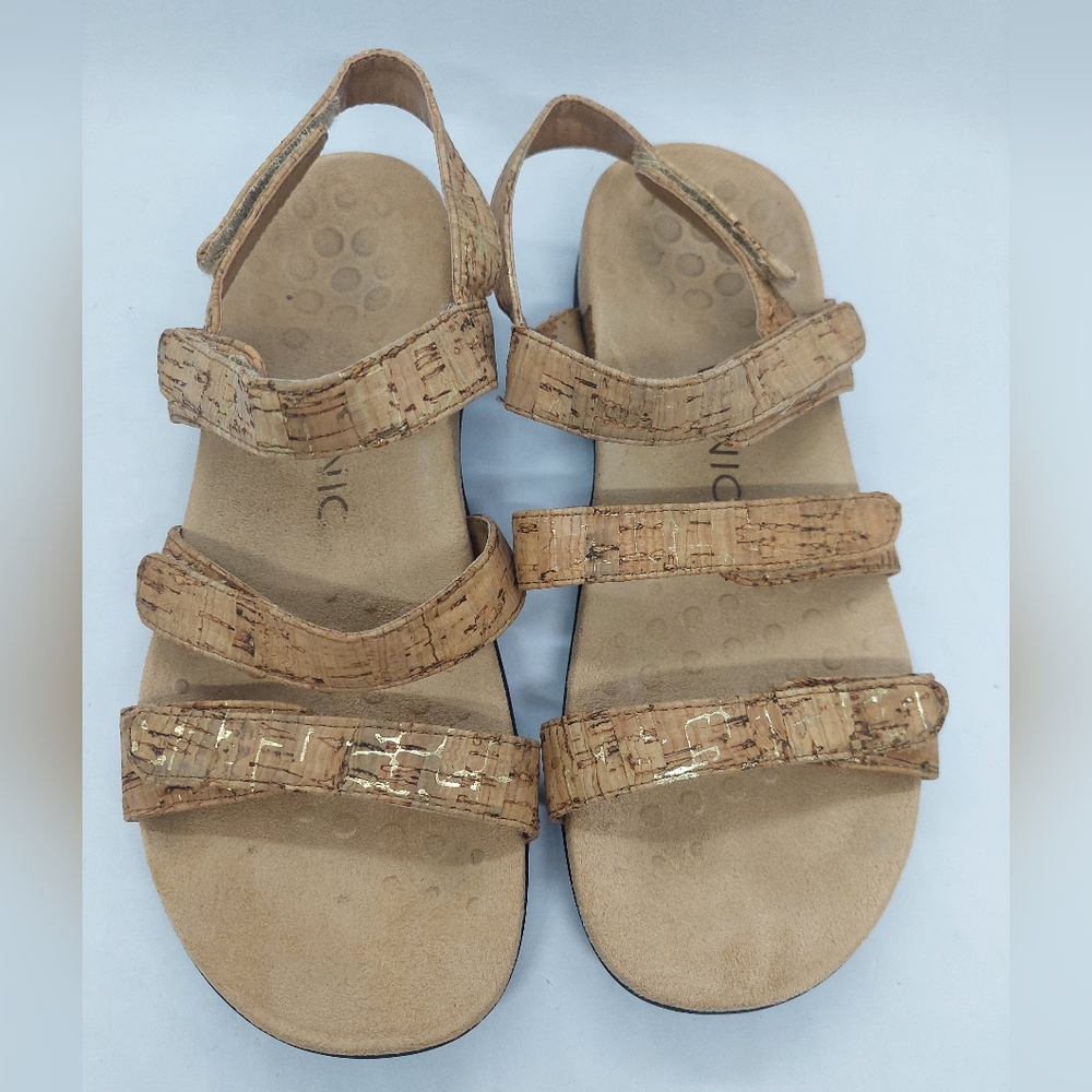 Vionic Amber Cork Sandals Womens Size 7 Adjustable Straps Comfort Casual